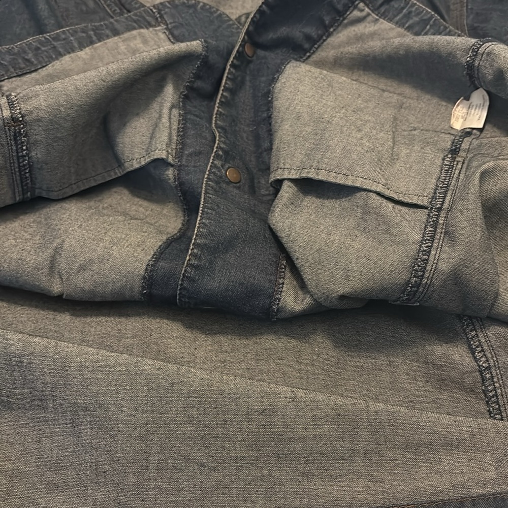 Eileen Fisher denim jean jacket dark rinse SZ 3X plus size snap button casual - Picture 13 of 13